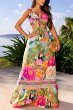 Carregar imagem no visualizador da galeria, Vestido maxi de férias estilo tropical do México com cordão
