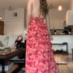 Vestido maxi floral sexy sem costas